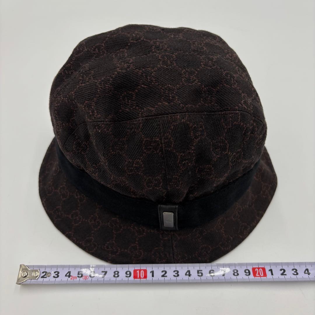 GUCCI グッチ GGキャンバス バケットハット 帽子 Mサイズ　ブラウン