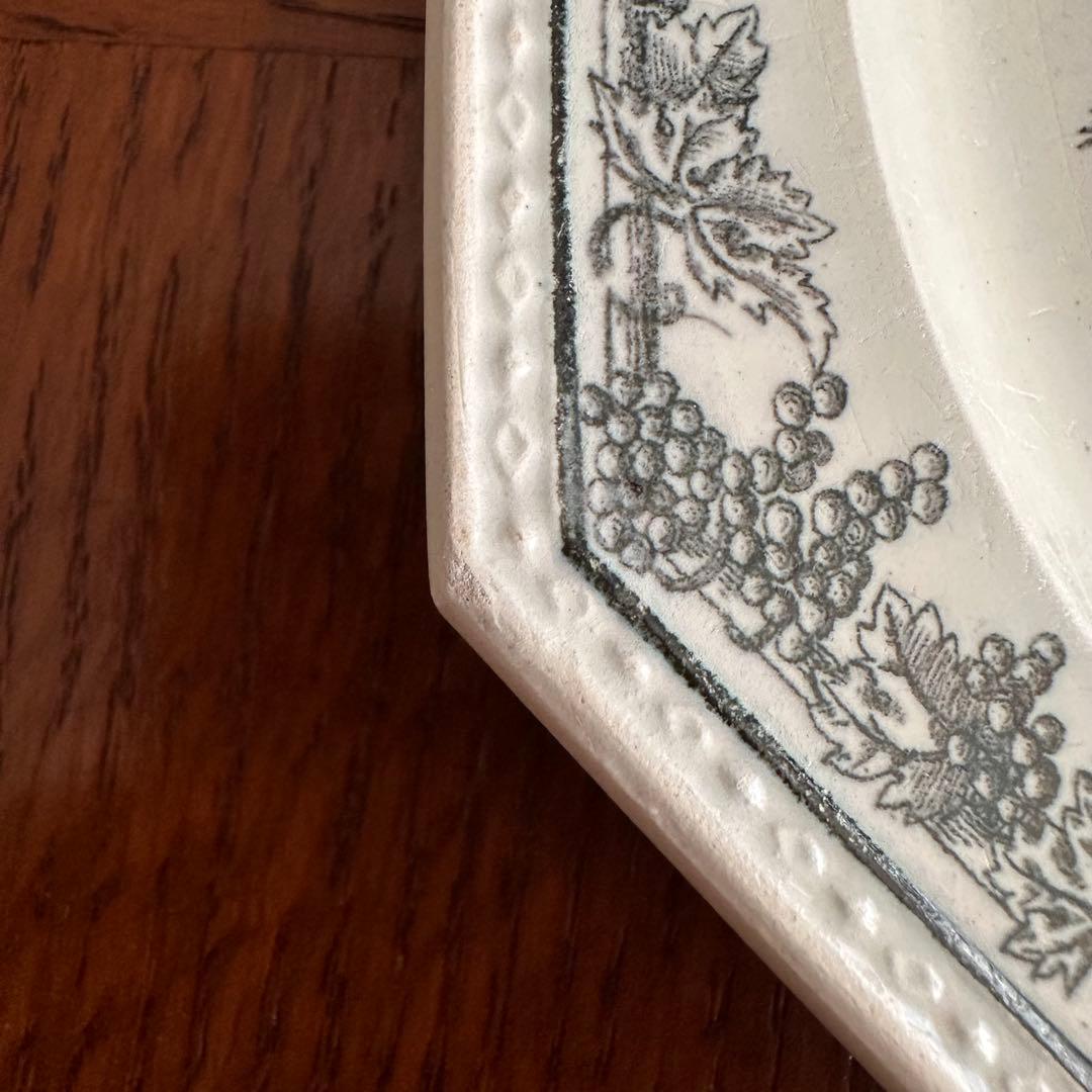 クレイユ 1800年代初期 グリザイユ オクトゴナル プレート