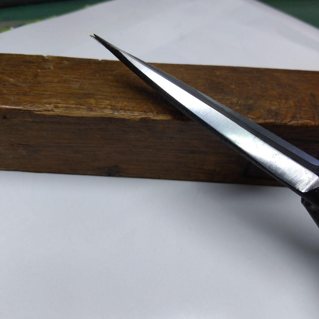 盆栽植木鋏　刃長面取り座グリ　青紙　全長225㍉位　刃渡り90㍉位