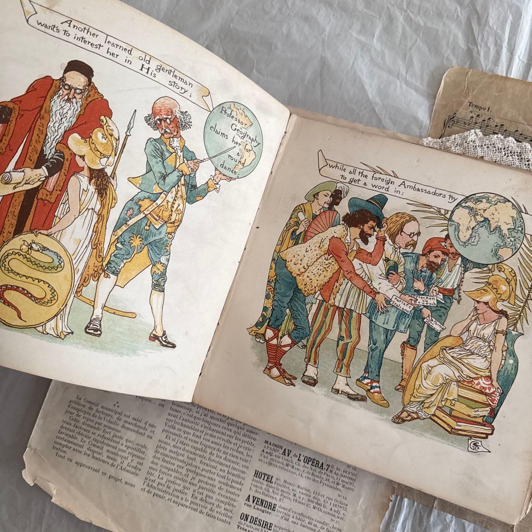 稀少アンティーク美しい挿絵のイギリス絵本ウォルタークレイン洋書ジャンクジャーナル