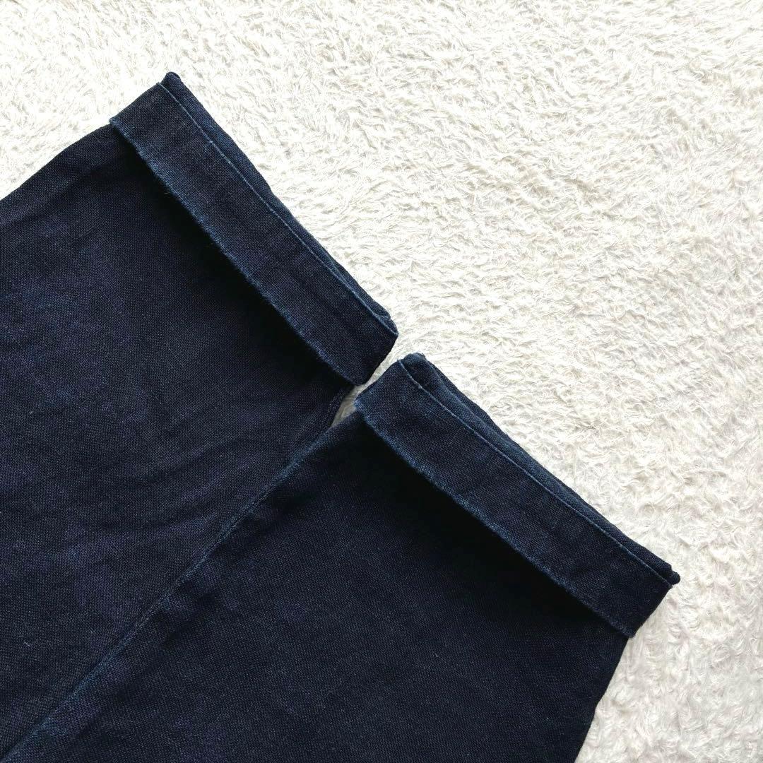 美品 ネストローブ インディゴ染め リネンセーラーカラーワンピース ゆったり