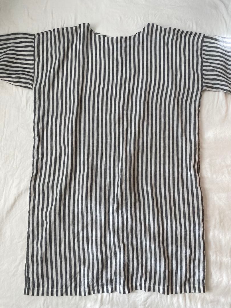 ほぼ未使用　BEARDSLEY｜ビアズリー ストライプ柄リネン前後ワンピース