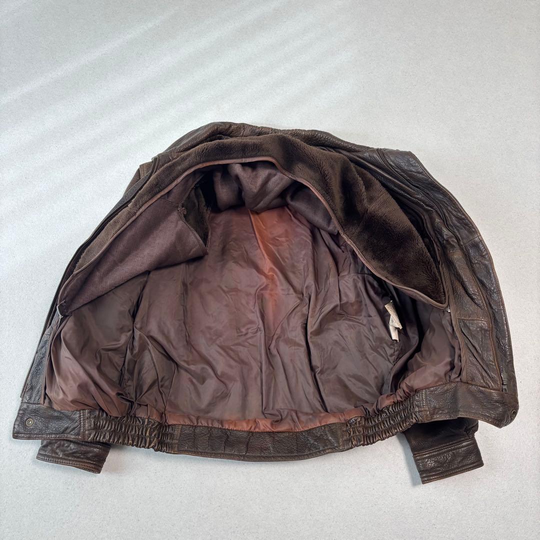 vintage lether bomber jacket L 本革 肉厚 A-2