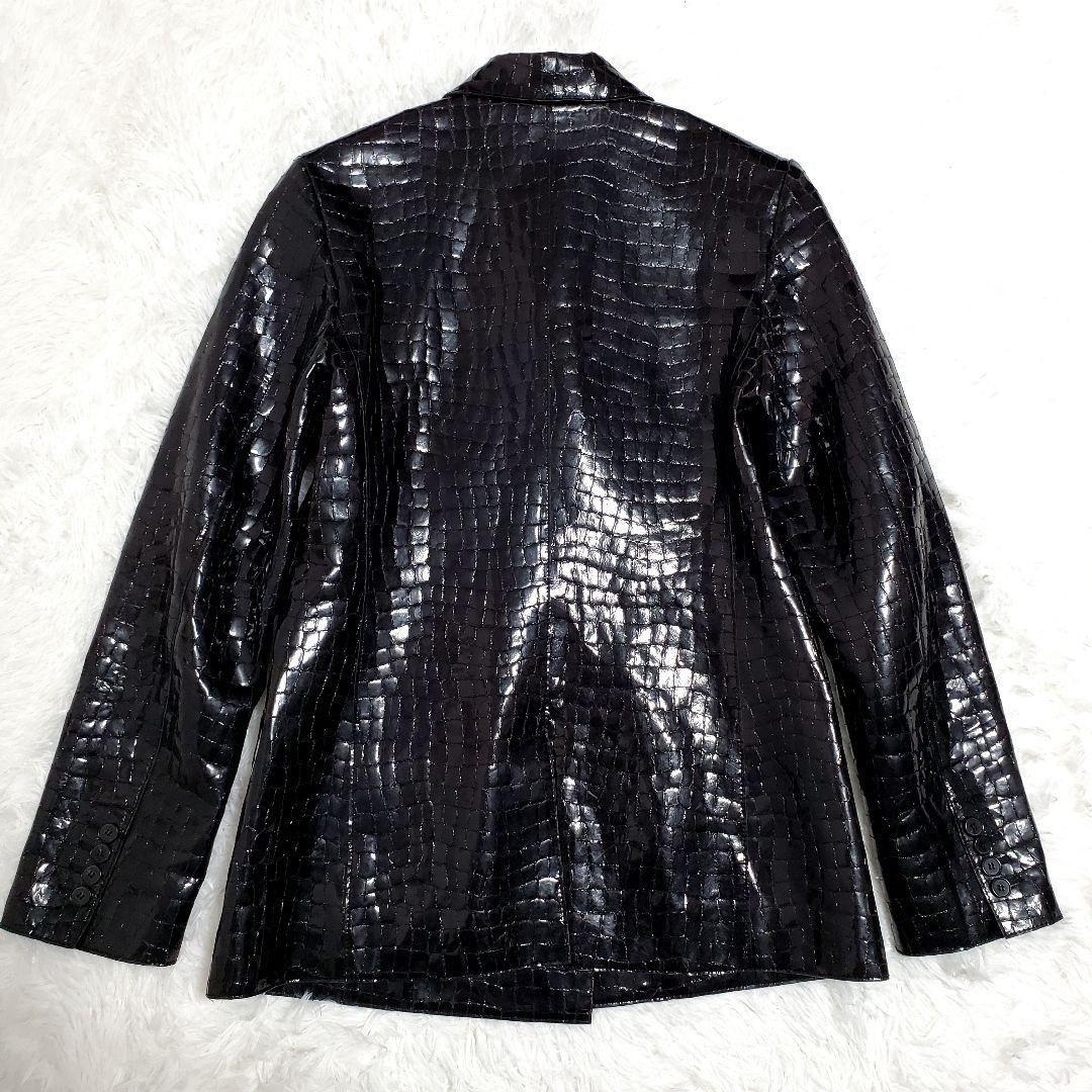 希少✨MCM　テーラードジャケット　ダブル　クロコパターン　ラムレザー　羊革　S