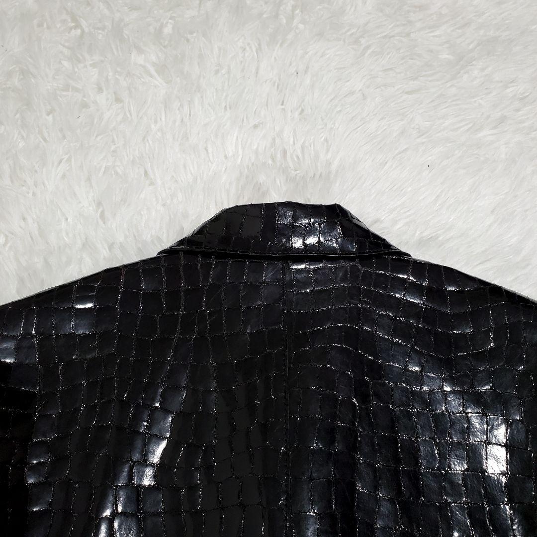 希少✨MCM　テーラードジャケット　ダブル　クロコパターン　ラムレザー　羊革　S