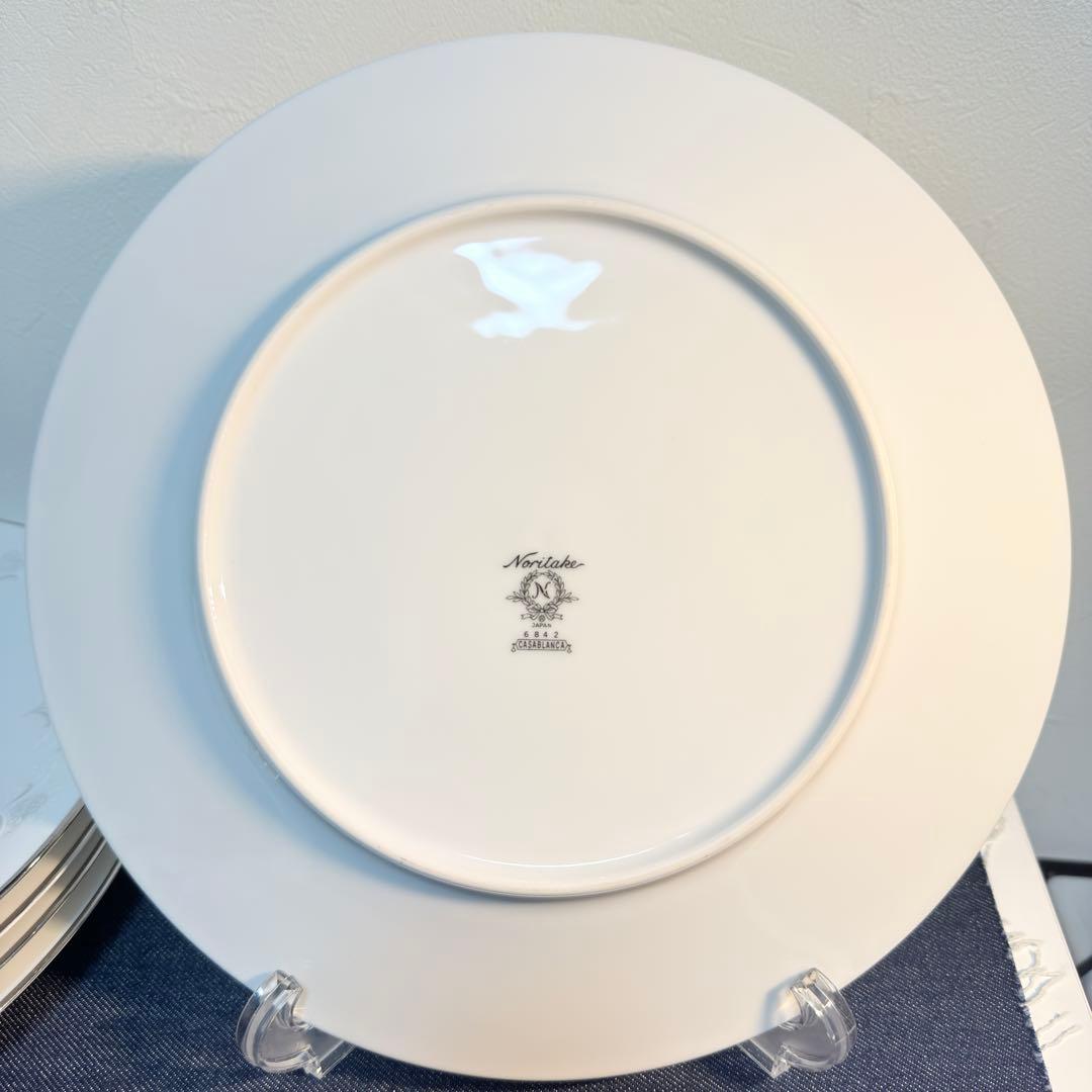 【希少】ノリタケ カサブランカ 6842 ディナー皿 27cm 8枚セット 銀彩
