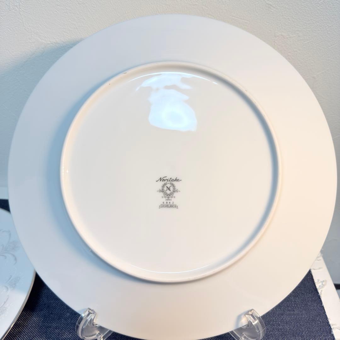【希少】ノリタケ カサブランカ 6842 ディナー皿 27cm 8枚セット 銀彩