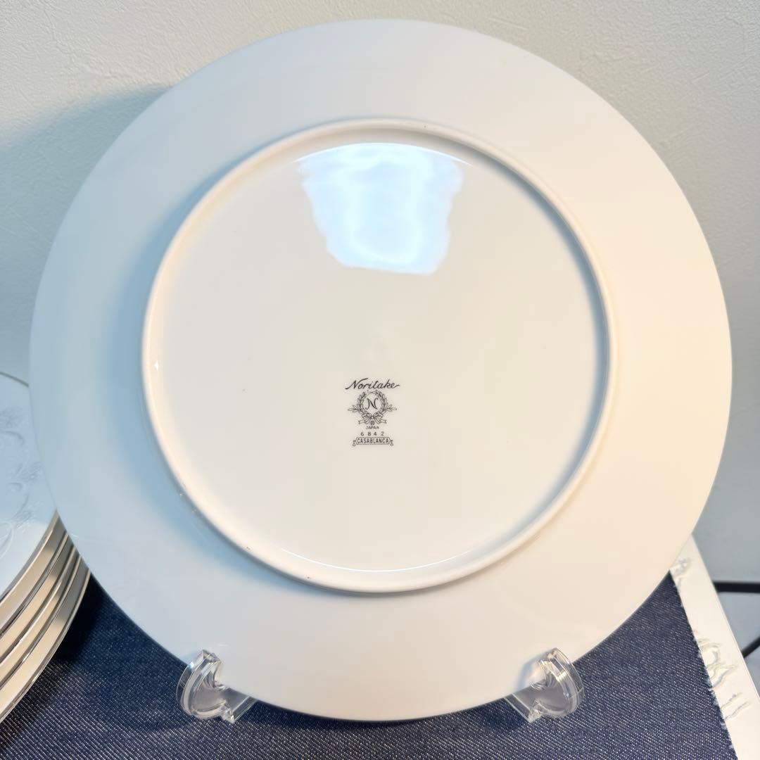 【希少】ノリタケ カサブランカ 6842 ディナー皿 27cm 8枚セット 銀彩