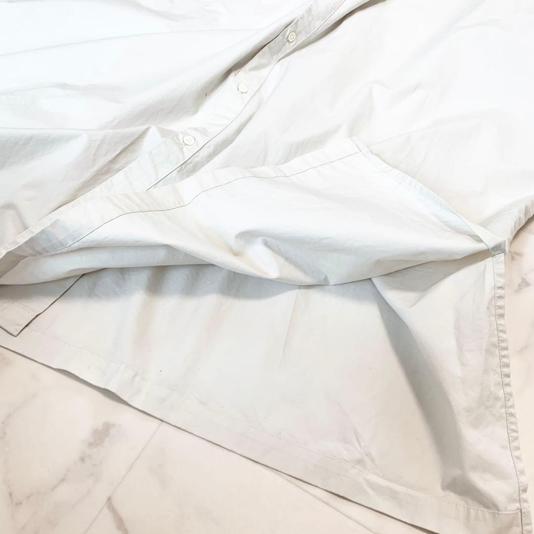 【美品】かぐれ＊バンドカラー オーバーシャツワンピース オフ白 F ロング