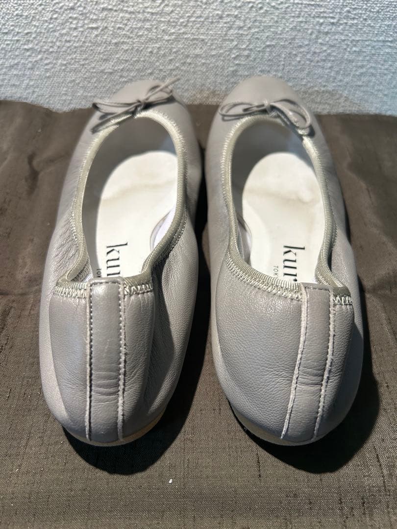 kurun TOKYO クルン グレー 本革 パンプス23cm 防水 スムース
