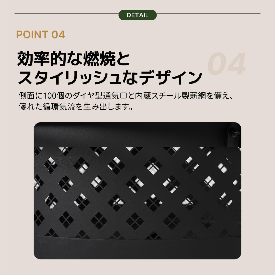 ファイヤーピット 焚き火台 バーベキューコンロ 焚火台 アウトドア【ブラック】