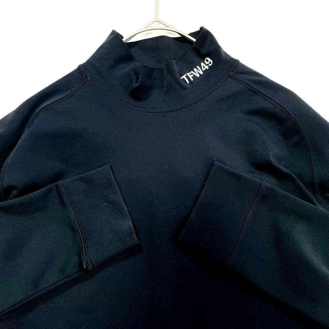 6312 TFW49 ハイネック長袖Tシャツ　モックネック　ブラック