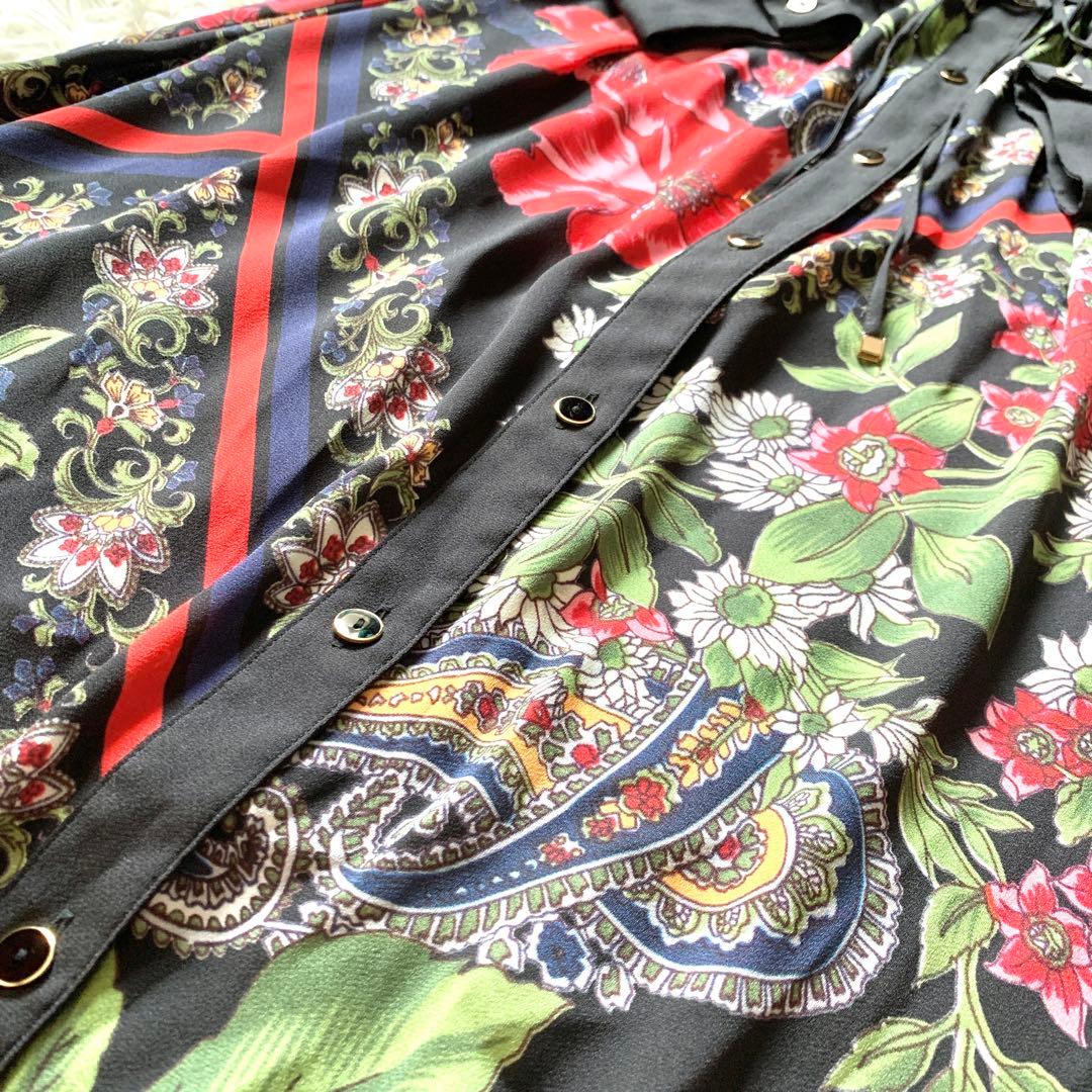 極美品✨グレースコンチネンタル ボタニカルスカーフワンピース マキシ丈 フレア