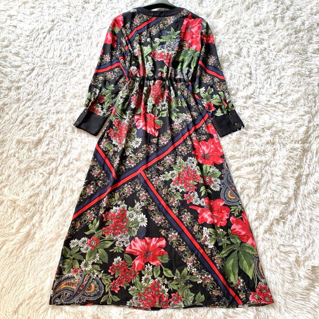 極美品✨グレースコンチネンタル ボタニカルスカーフワンピース マキシ丈 フレア