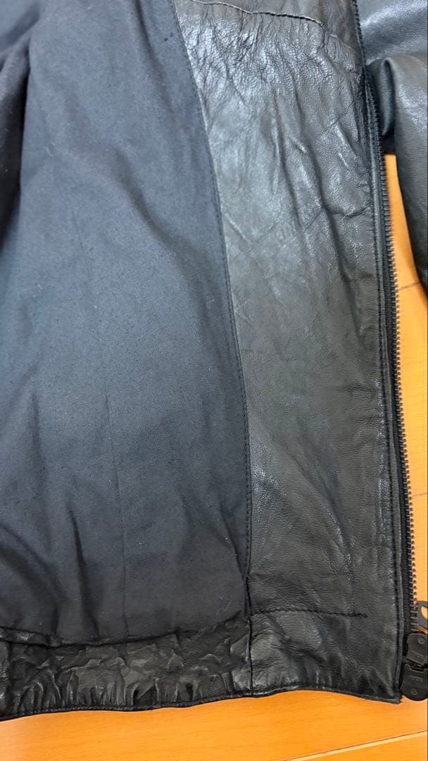 《AMERICAN RAG CIE》 フード付きブラックレザージャケット