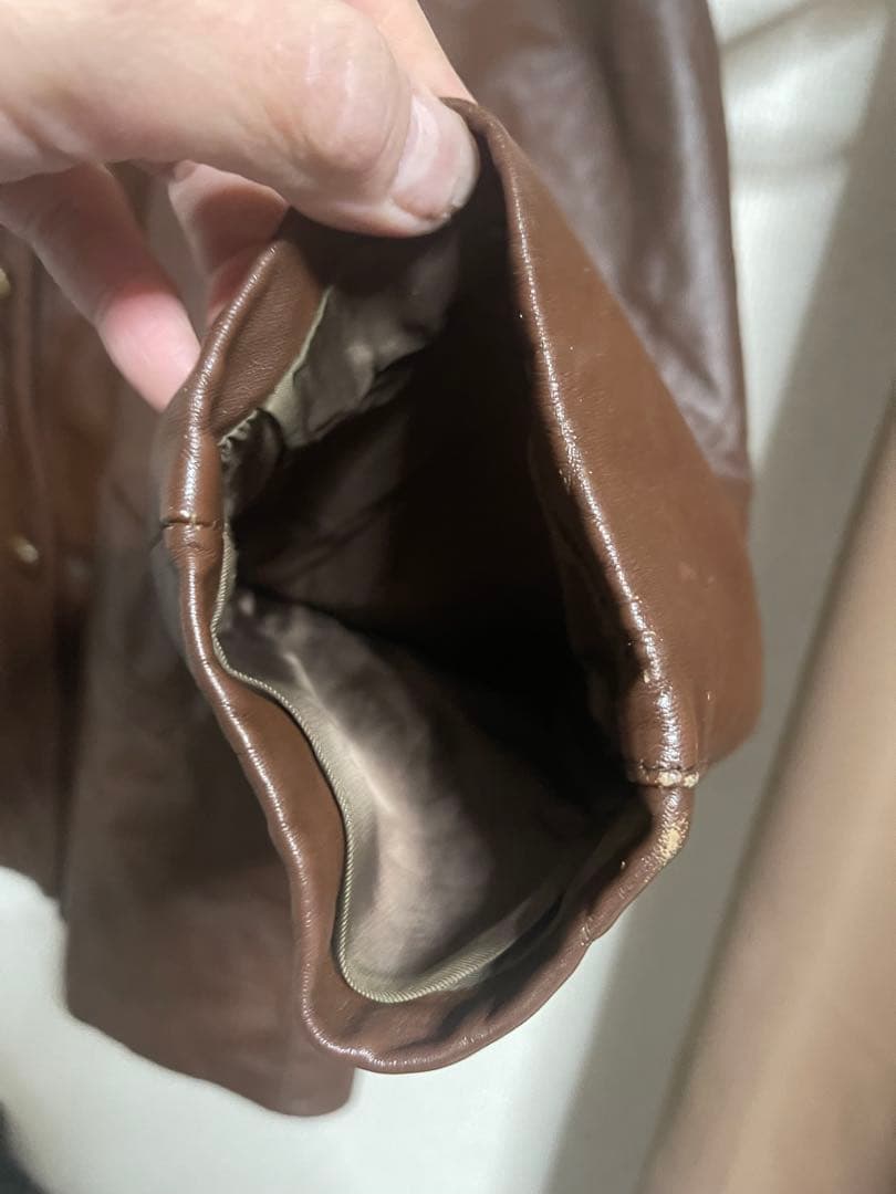 70S 80S ビンテージ 44 本革 レザー カー コート ジャケット 茶