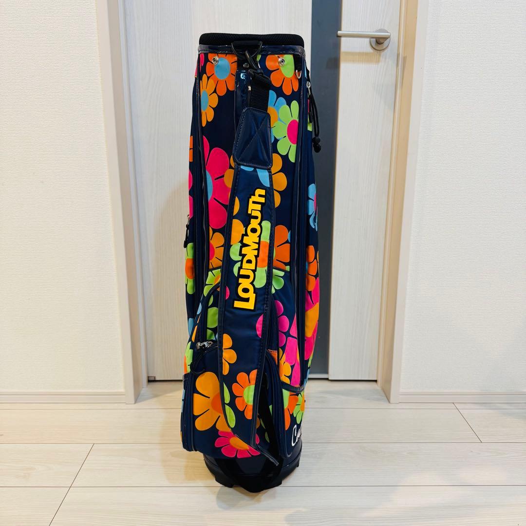 美品 ラウドマウス キャディバッグ 花柄 ゴルフバッグ ネイビー