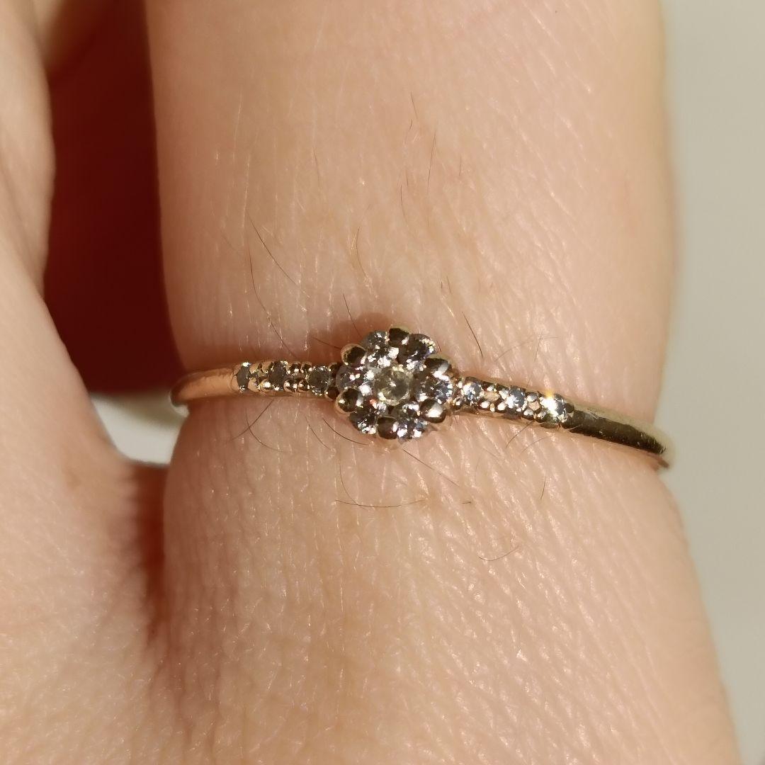 ココシュニック K10 ダイヤモンド リング 10号 ラウンド フラワー 美品