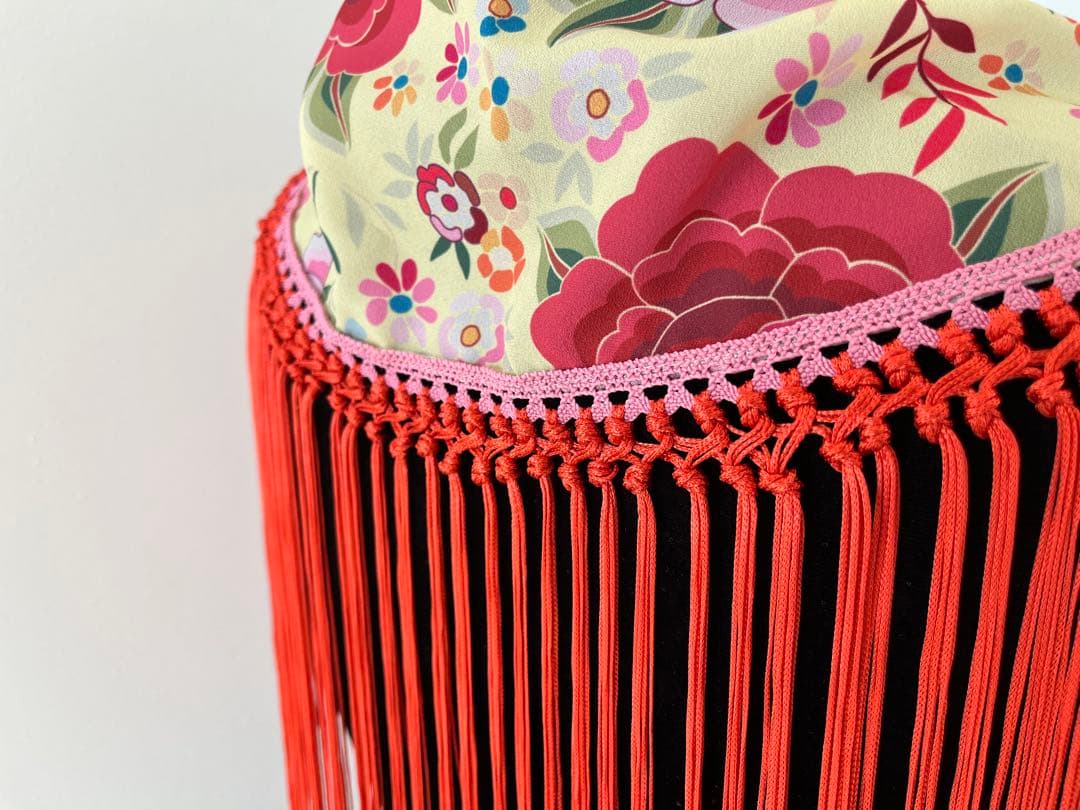 フラメンコ　マントンシージョ　イエローマントン風花柄水玉　コーラルフレコ