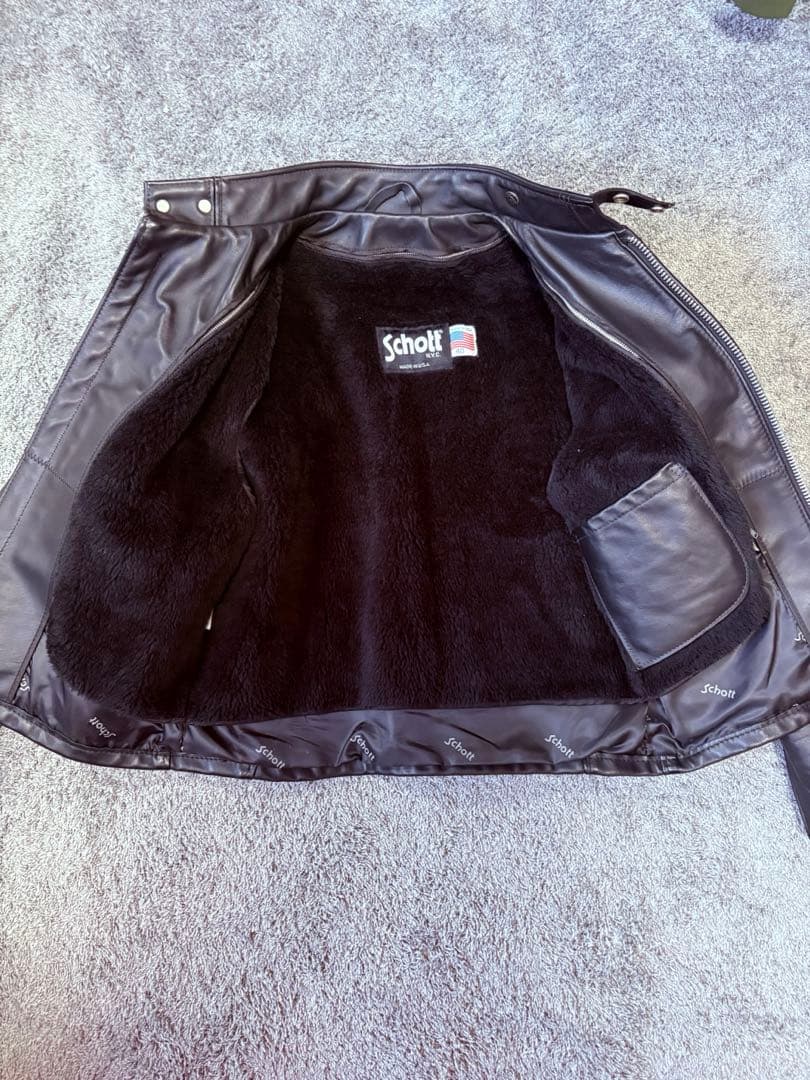 美品】Schott シングルライダース641E ブラックレザー 40