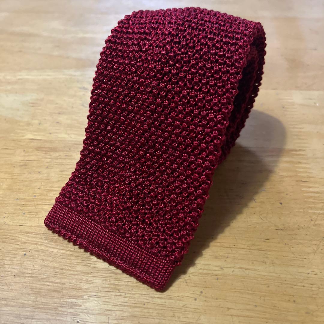 フランケンシュタイン様　極美品BEAMS F ニットタイ　ワインレッドイタリア製