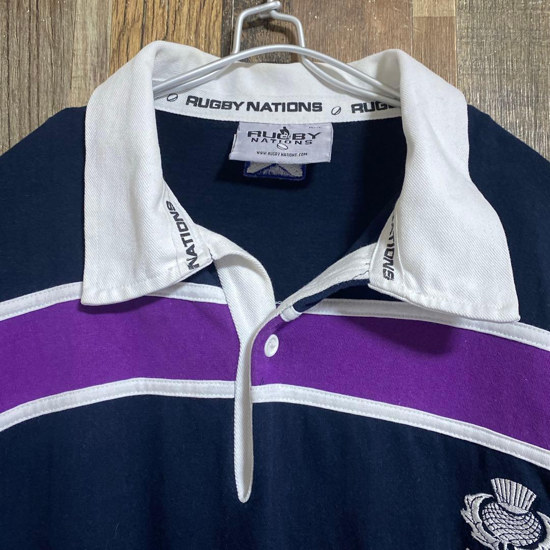 ラグビー ラガーシャツ スコットランド 国旗 ポロシャツ USA古着 90s長袖