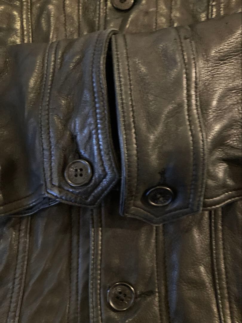 RYKIEL HOMME リキエルオム ラムレザージャケット羊革 ロゴボタン 黒