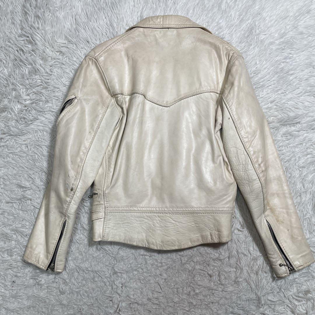 ヴィンテージ　ダブルライダース　カウレザー　ホワイト　イングランド製