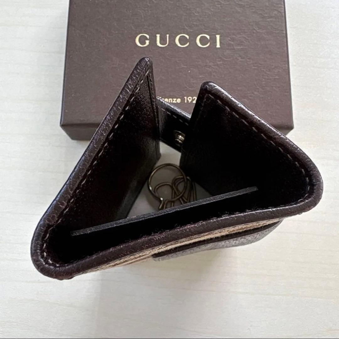 GUCCI グッチ GGロゴ キャンバスレザー キーケース ブラウン系