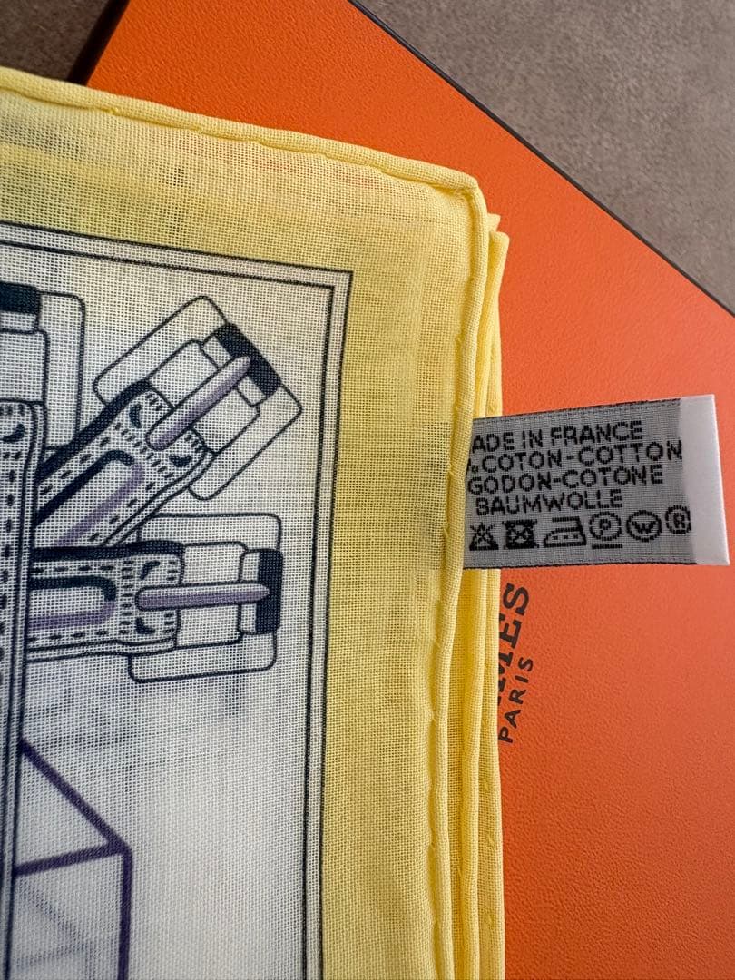 エルメス　ハンカチーフ　サングル・アン・フィネス　ジャスミン　綿コットン新品