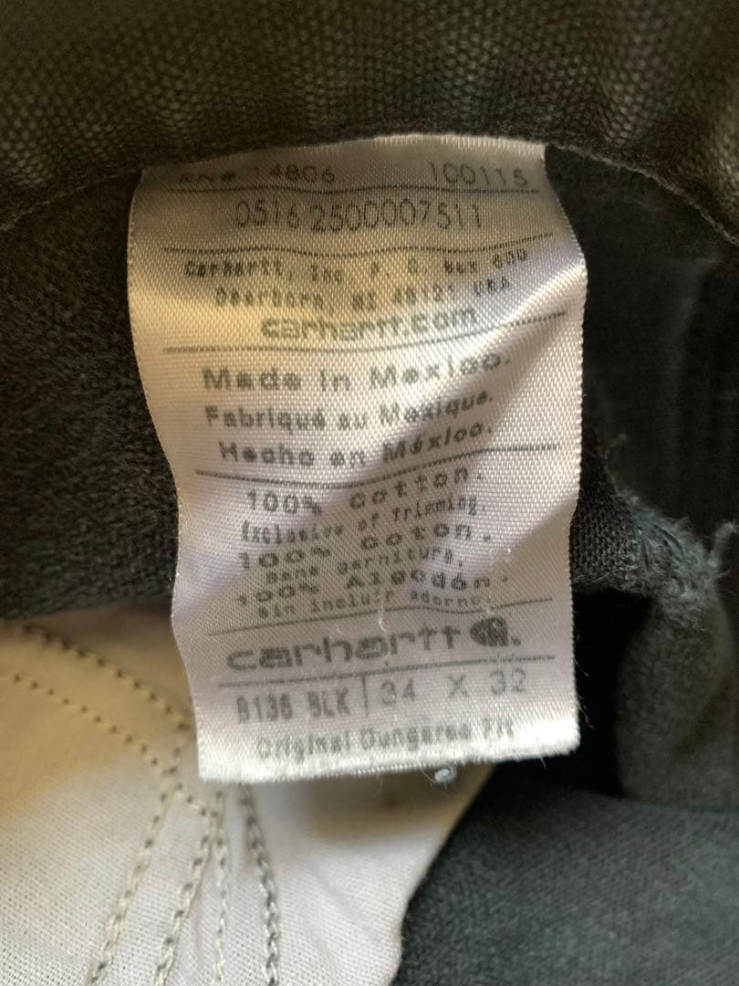 古着　Carhartt ダブルニー　デニム　ペイント　黒