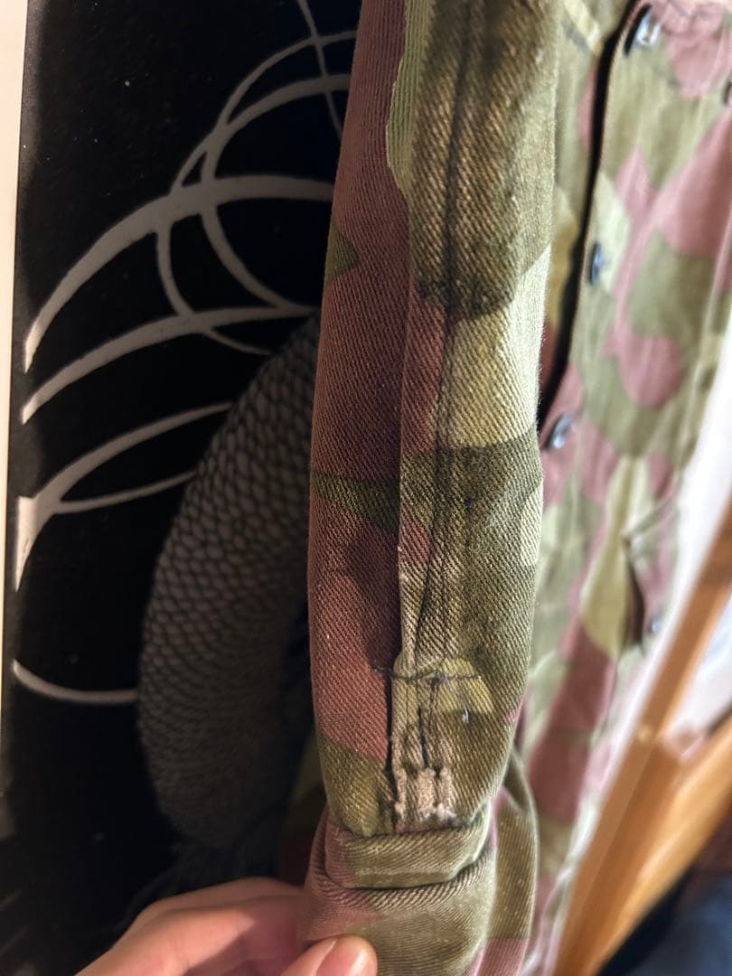 フィンランド軍 迷彩カーゴパンツ ミリタリーパンツ リペア有 実寸W80