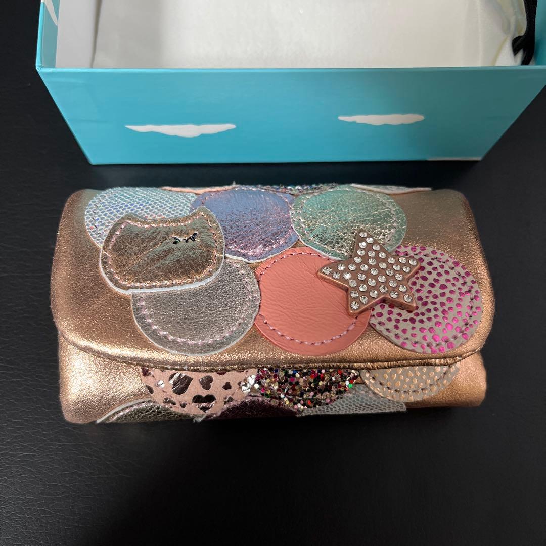 ［新品］☆ツモリチサト☆ マルチドット(ピンクゴールド)キーケース 、本革、ネコ