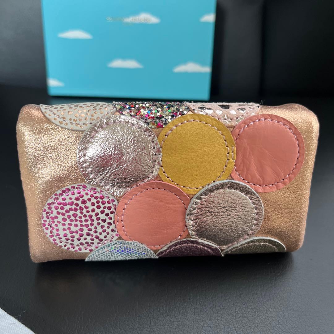 ［新品］☆ツモリチサト☆ マルチドット(ピンクゴールド)キーケース 、本革、ネコ