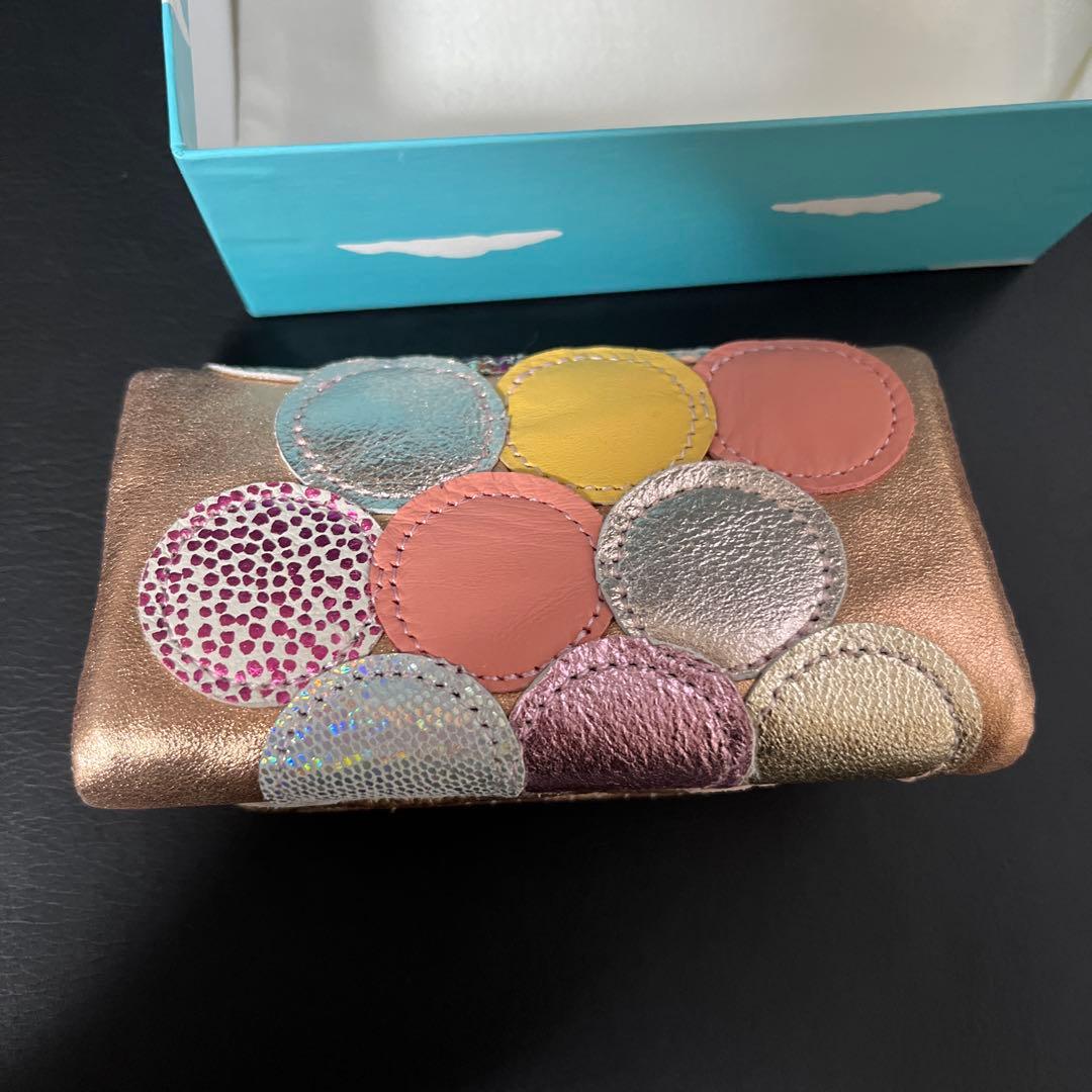 ［新品］☆ツモリチサト☆ マルチドット(ピンクゴールド)キーケース 、本革、ネコ