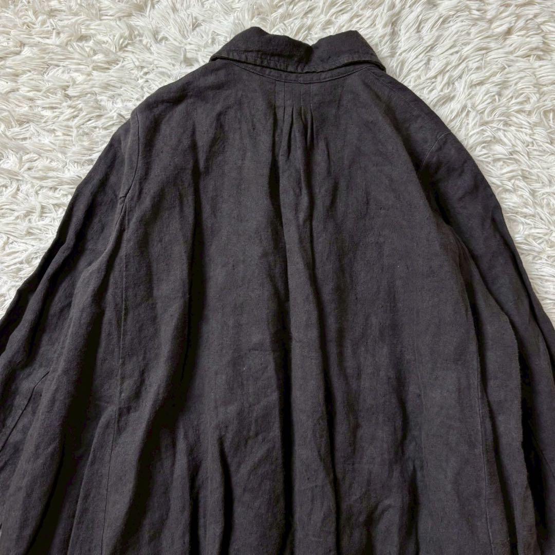 nest Robe ロングワンピース リネン100% チャコールグレー