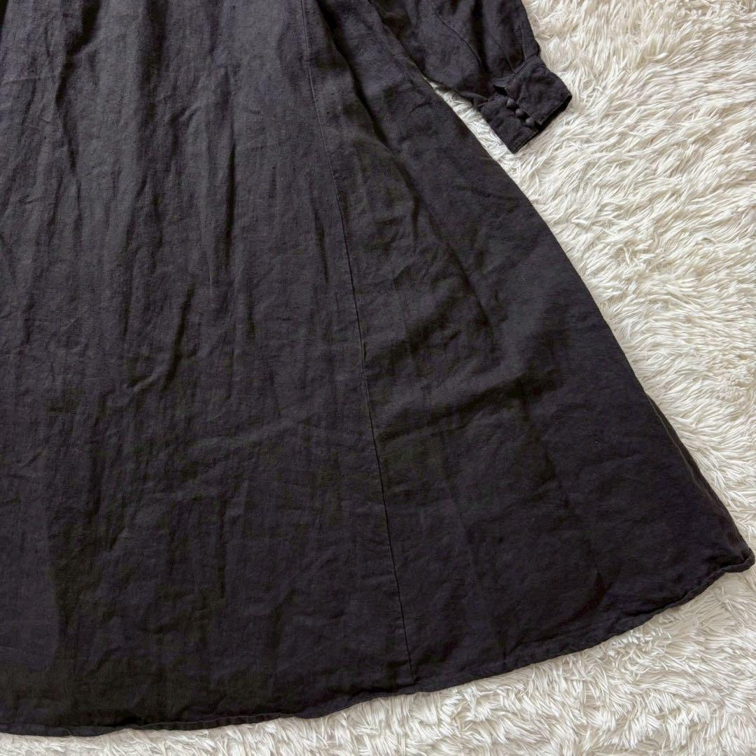 nest Robe ロングワンピース リネン100% チャコールグレー