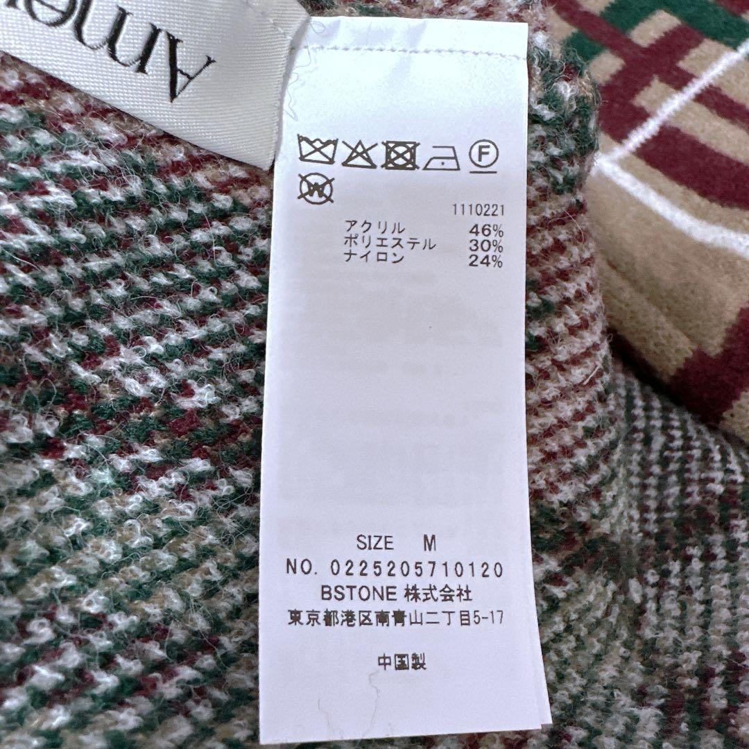 2025アメリ2WAY HANDWRITING CHECK KNIT DRESS