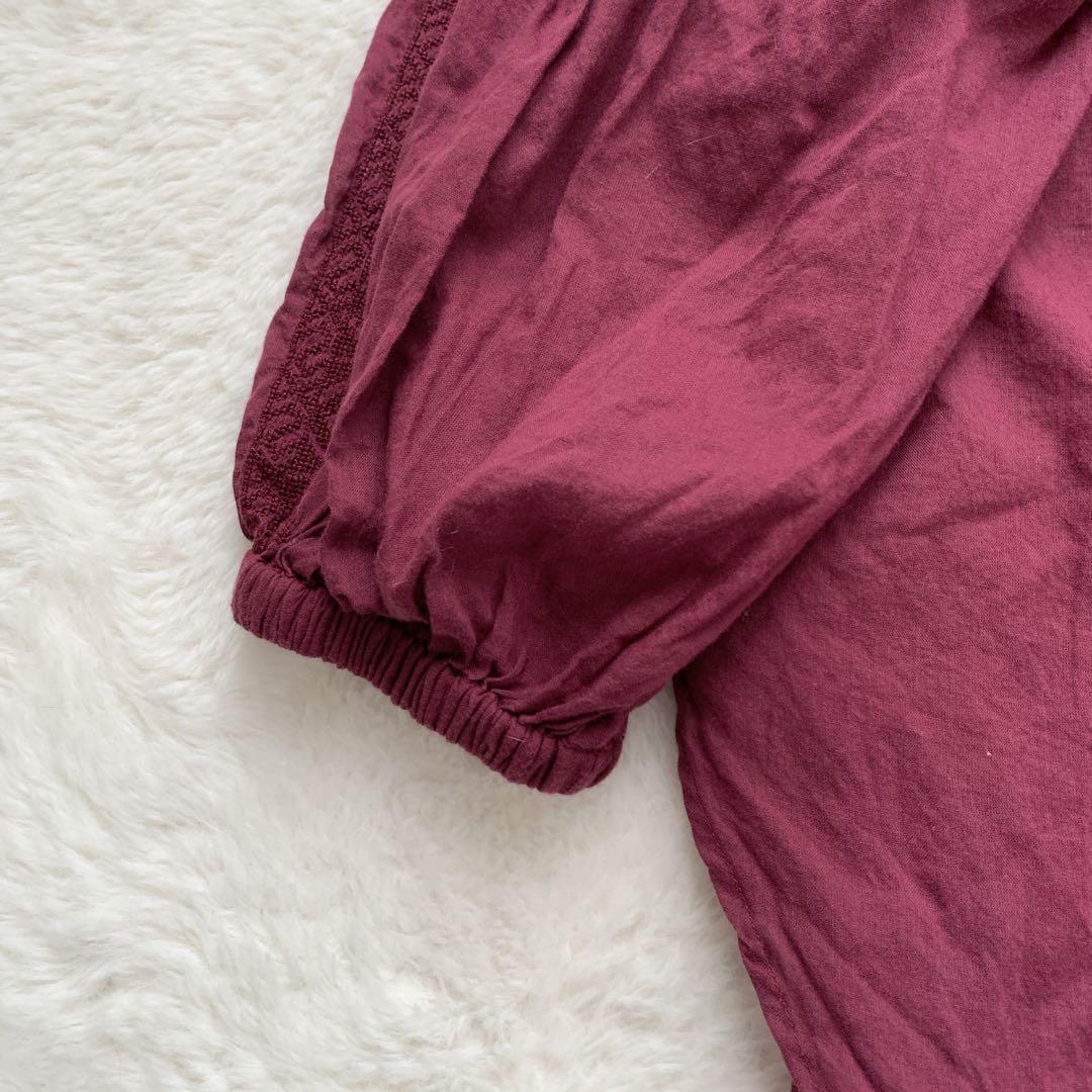 HUG O WaR×ヌキテパ インド製 ブラウス 刺繍 レース パープル