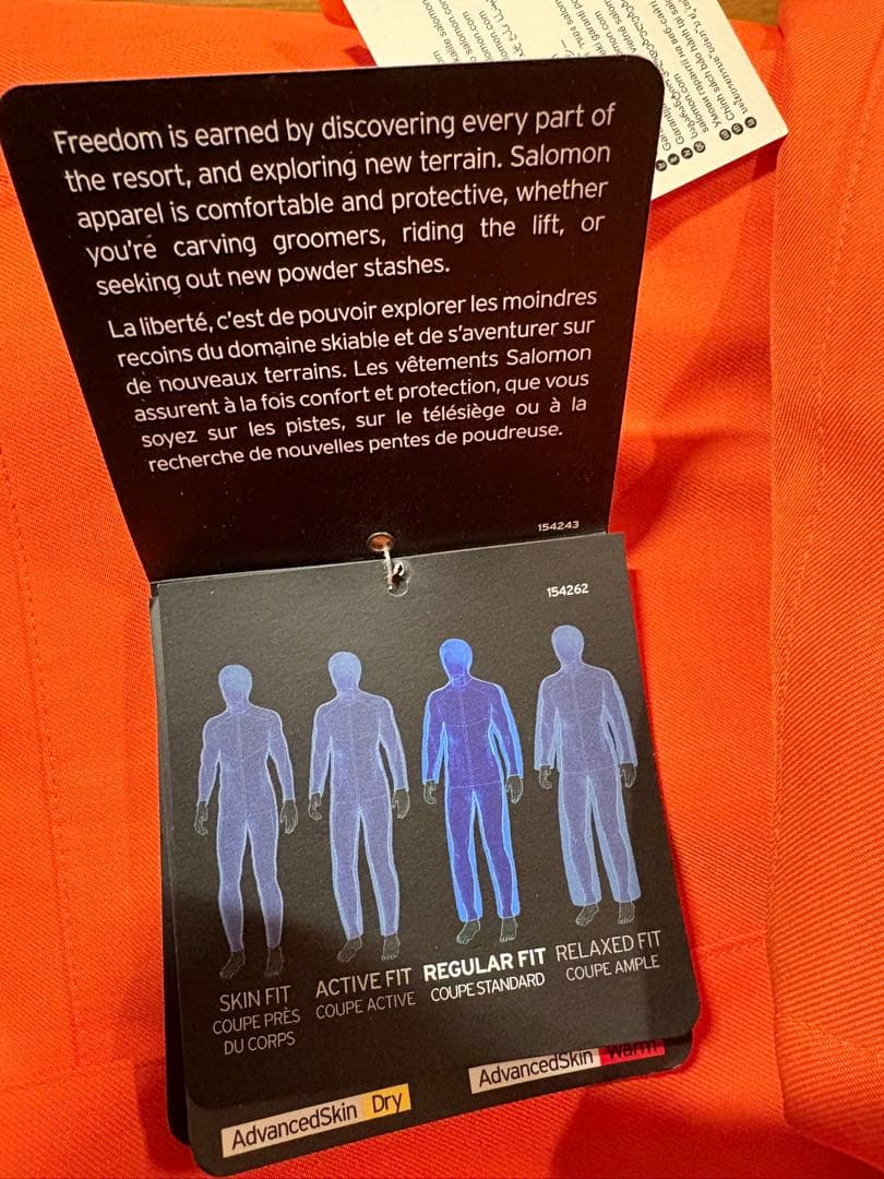 Salomon オレンジジャケ★スキースノボ★メンズS着丈75★未使用早い者勝ち