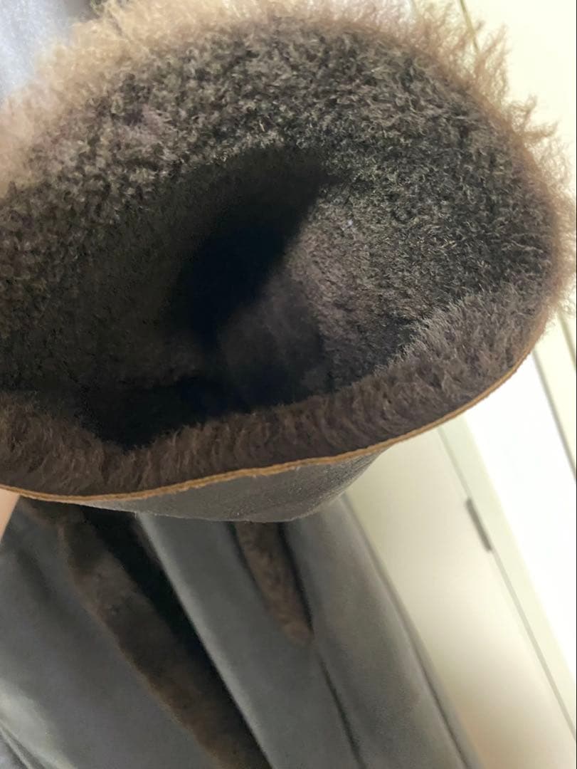 レザーオーバーサイズムートンジャケット ダークブラウン