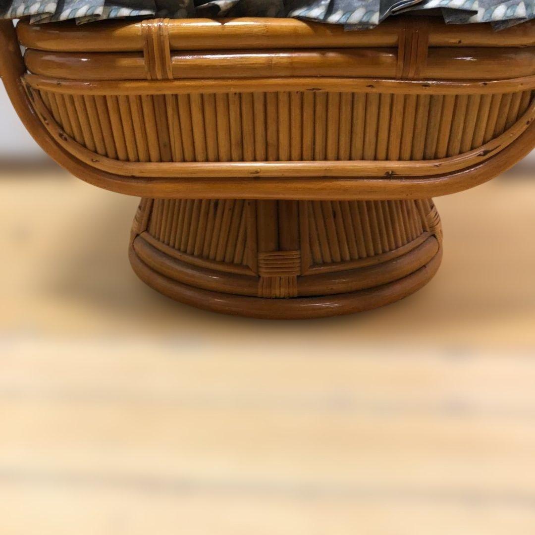 ラタン 回転チェア 籐椅子 昭和レトロ 回転式椅子　260217-10