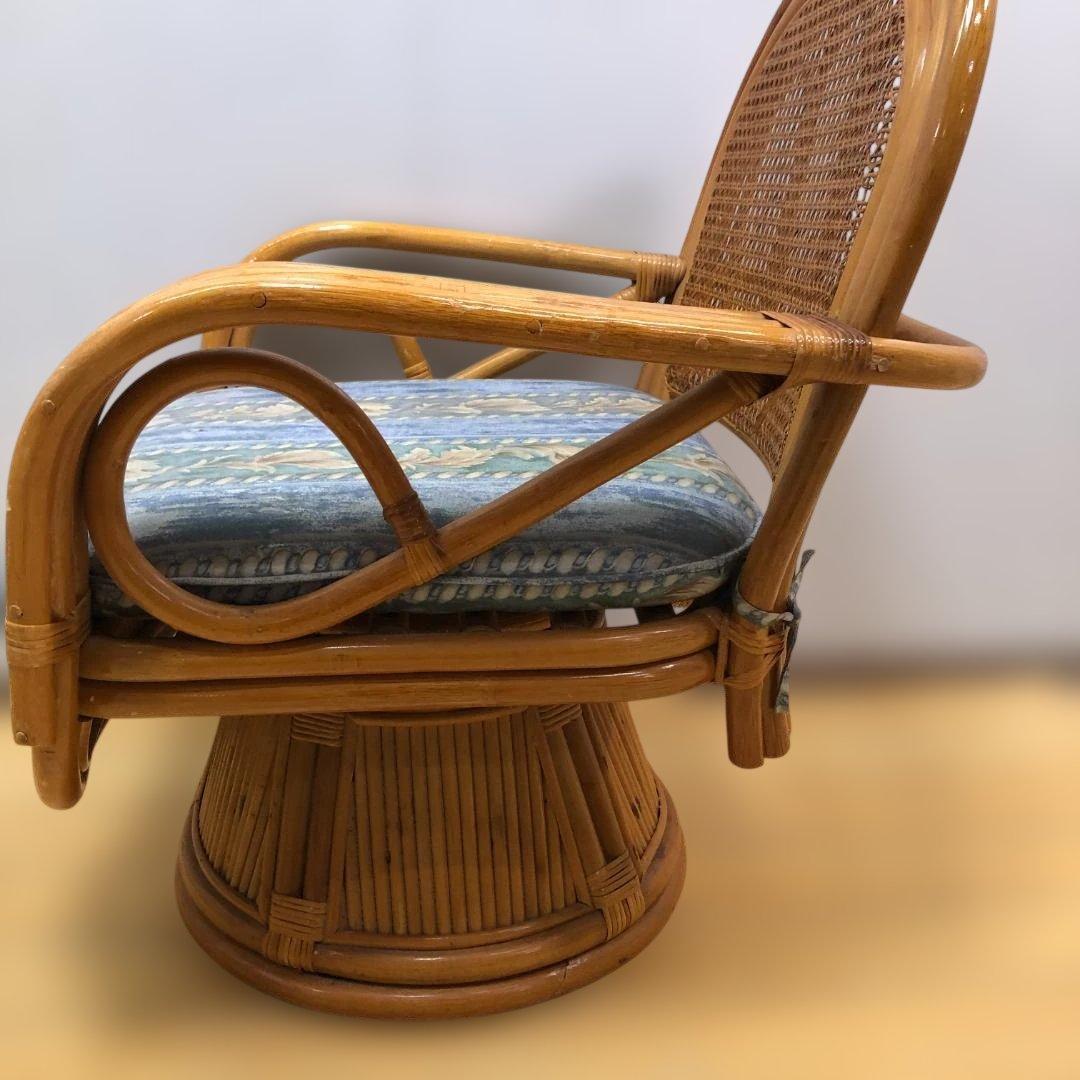 ラタン 回転チェア 籐椅子 昭和レトロ 回転式椅子　260217-10