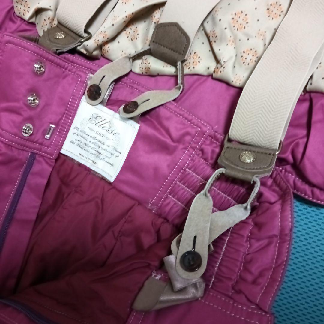 ellesse 　レトロ　ファー付　スキーウェア　M 赤紫　キュートカントリー