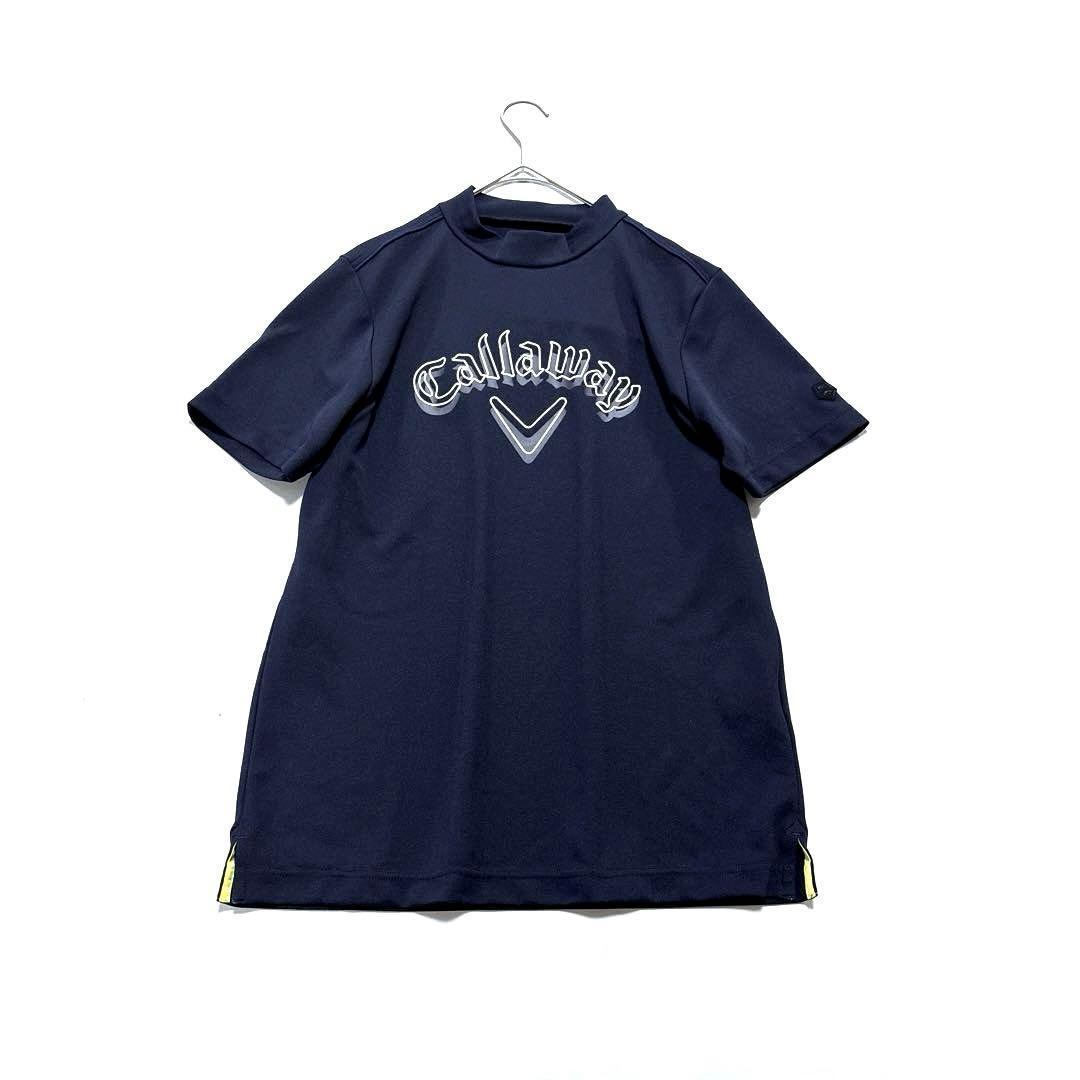 キャロウェイ　Ｍ　半袖モックネック　メンズ　カットソー　ネイビー　春夏