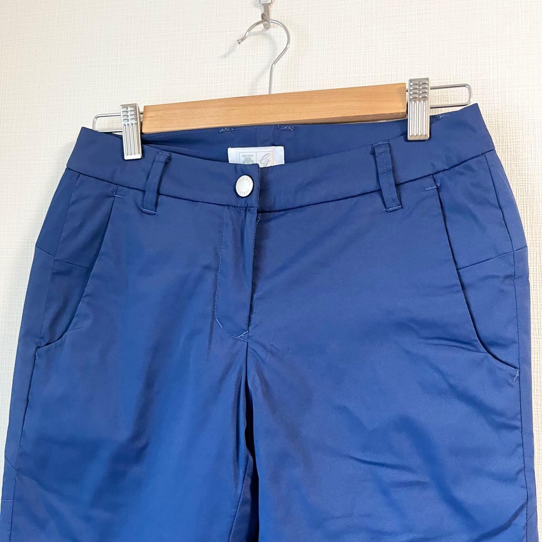 【美品】デサントゴルフ 中綿 パンツ S ネイビー 紺 レディース 防寒