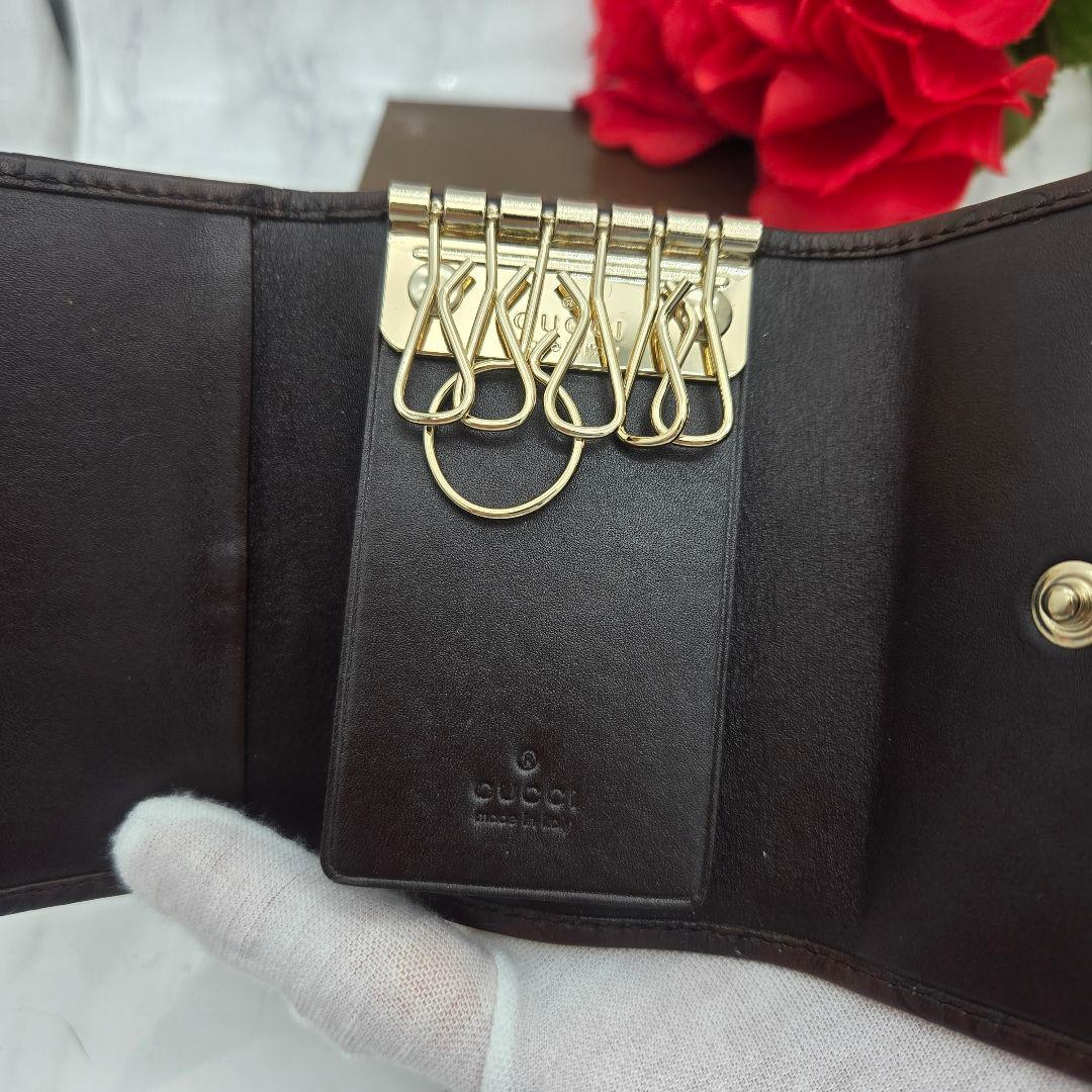 【未使用】 GUCCI グッチ シマ キーケース 6連 GG レザー ブラウン