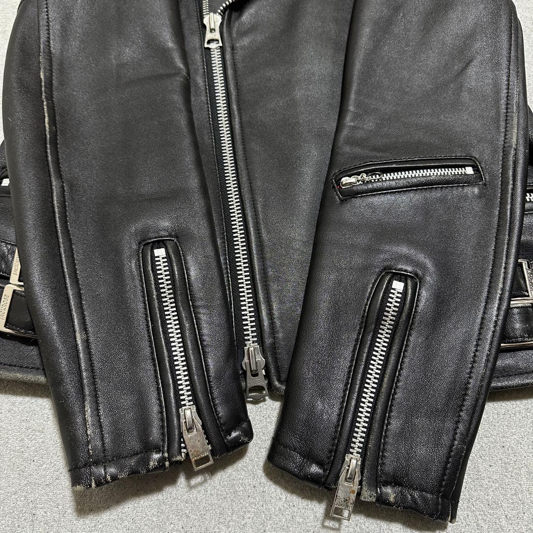 デ*ん様 4(L) 裏地赤‼️ジャックローズ　ダブルライダースジャケット　ブラッ