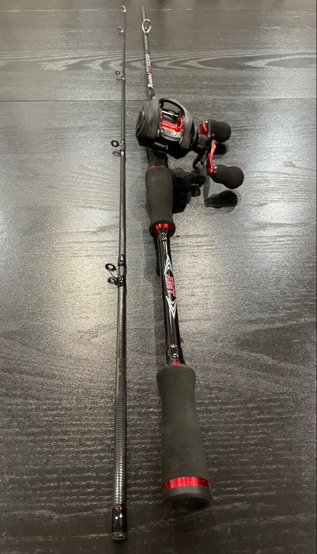 バス釣りセットベイトロッド&ベイトリール（パワーハンドル右巻)ライン100m付き