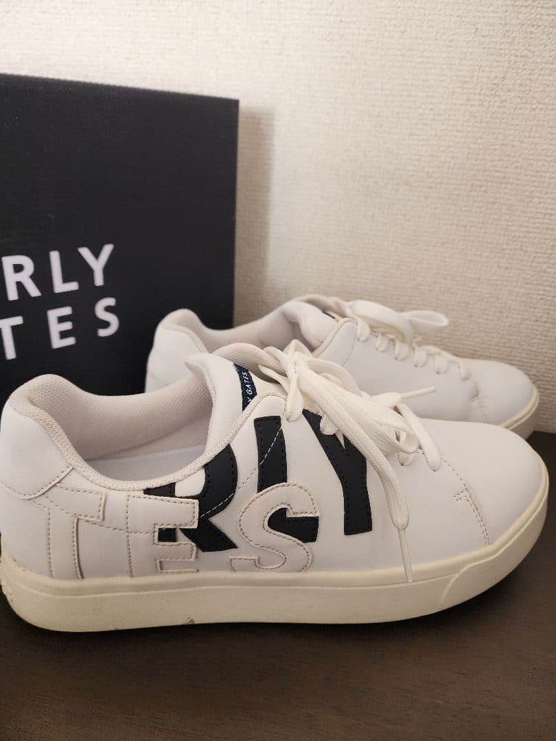 【☆美品☆】PEARLY GATES サイドロゴ スニーカー 白 25.5㎝